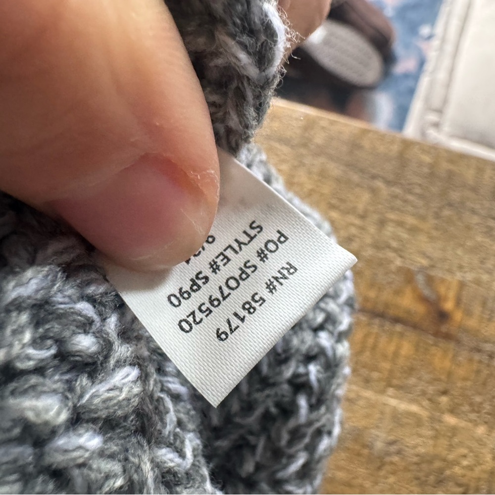 “Let’s Go Beach Combing” Gray Knit Beanie with Embroidered Design - Picture 6 of 6